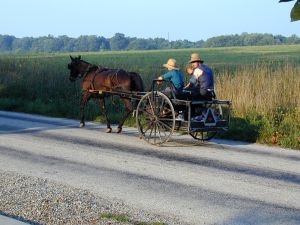 Grupo de Amish en un carro